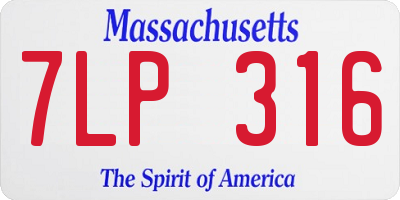 MA license plate 7LP316