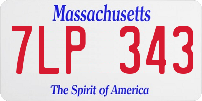 MA license plate 7LP343