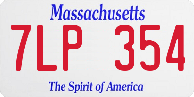 MA license plate 7LP354