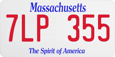 MA license plate 7LP355