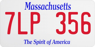 MA license plate 7LP356