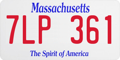 MA license plate 7LP361
