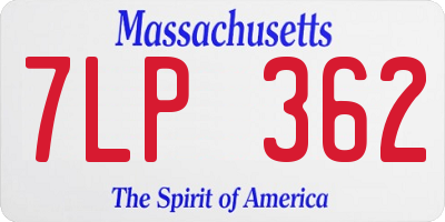 MA license plate 7LP362