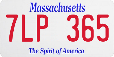 MA license plate 7LP365