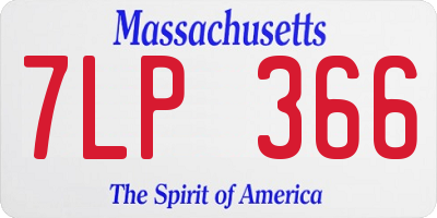 MA license plate 7LP366