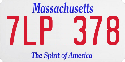 MA license plate 7LP378