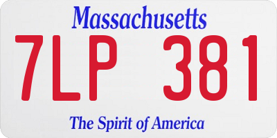 MA license plate 7LP381