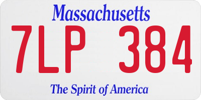 MA license plate 7LP384