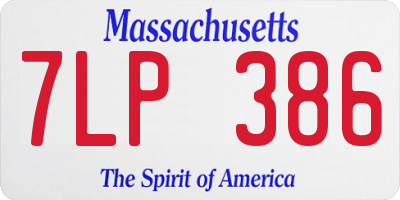 MA license plate 7LP386