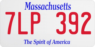 MA license plate 7LP392