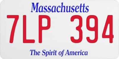 MA license plate 7LP394