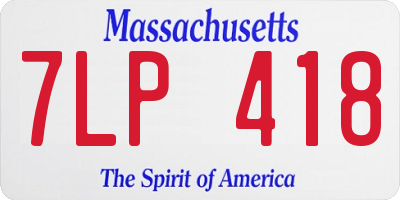 MA license plate 7LP418