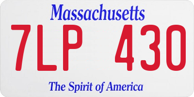MA license plate 7LP430