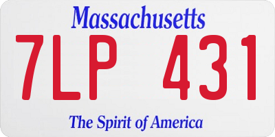 MA license plate 7LP431