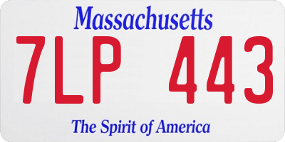 MA license plate 7LP443