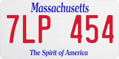 MA license plate 7LP454