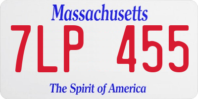 MA license plate 7LP455