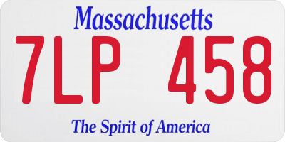 MA license plate 7LP458
