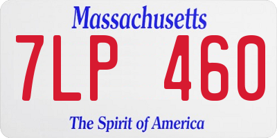 MA license plate 7LP460