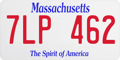 MA license plate 7LP462
