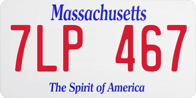 MA license plate 7LP467