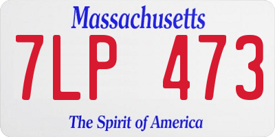 MA license plate 7LP473