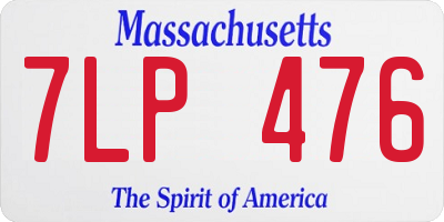 MA license plate 7LP476
