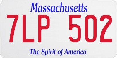 MA license plate 7LP502