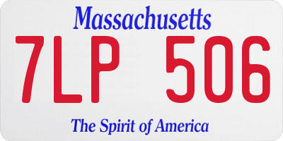 MA license plate 7LP506