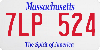 MA license plate 7LP524