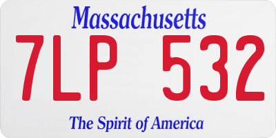 MA license plate 7LP532
