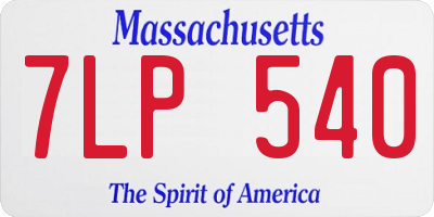 MA license plate 7LP540