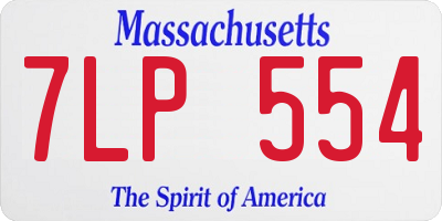 MA license plate 7LP554