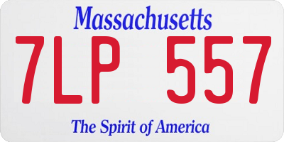 MA license plate 7LP557