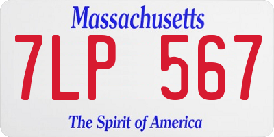 MA license plate 7LP567