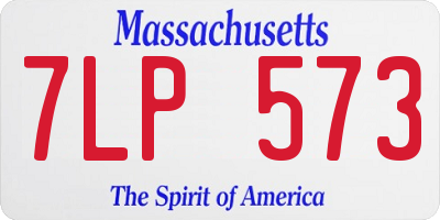 MA license plate 7LP573