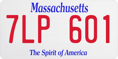 MA license plate 7LP601