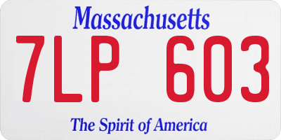 MA license plate 7LP603