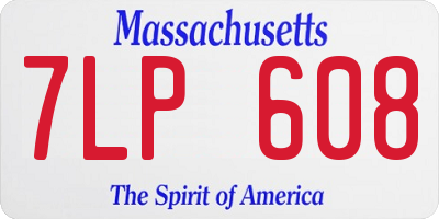 MA license plate 7LP608