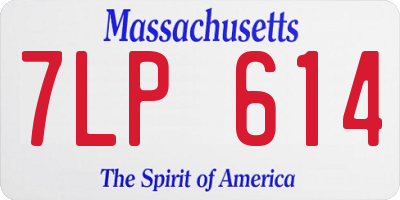 MA license plate 7LP614