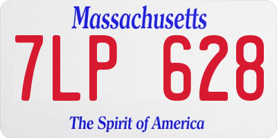 MA license plate 7LP628