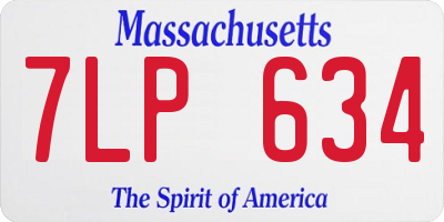 MA license plate 7LP634
