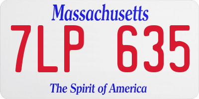 MA license plate 7LP635