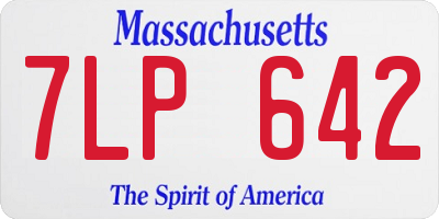 MA license plate 7LP642