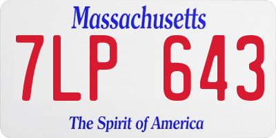 MA license plate 7LP643