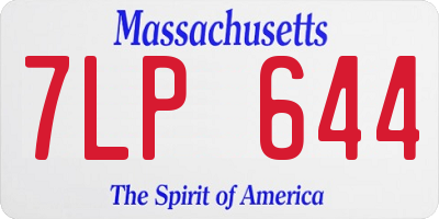 MA license plate 7LP644