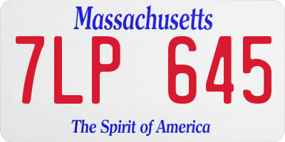 MA license plate 7LP645