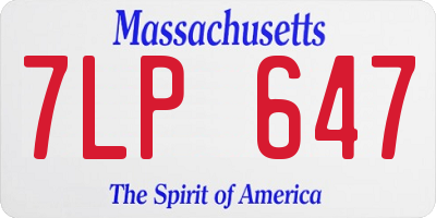 MA license plate 7LP647