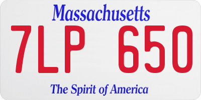 MA license plate 7LP650