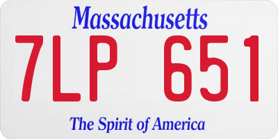 MA license plate 7LP651